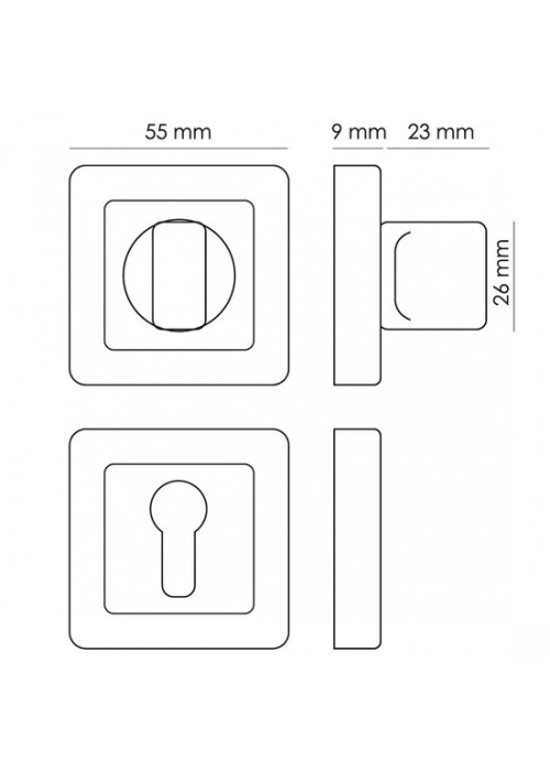 Фиксатор Morelli квадратный MH-WC-S55 SC/CP цвет - матовый хром/хром