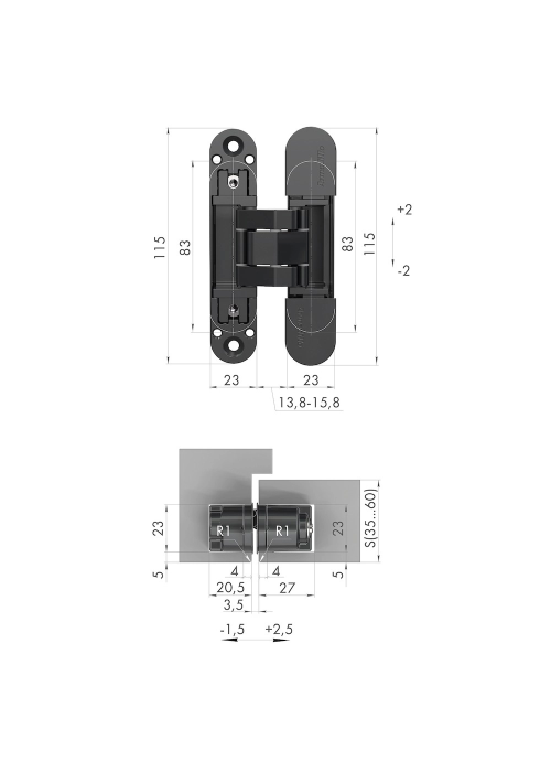 Петля скрытая Armadillo U3D3000.VPG AB бронза TECH