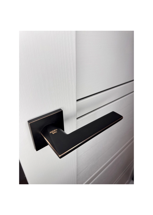 Дверная ручка Adden Bau BINARY Q572 BLACK / GOLD RIM Черный матовый / Золото