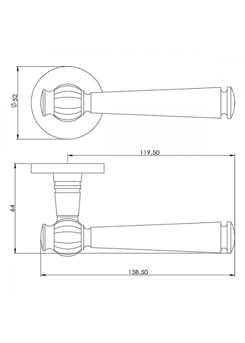 Дверная ручка BUSSARE VASO A-41-50 M.CHROME Матовый хром