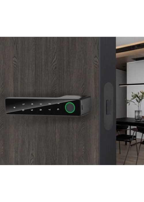 Умная дверная ручка-замок Smart 01 Black с отпечатком пальца и поддержкой Smart Life