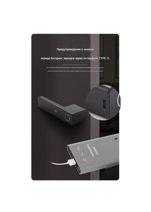 Умная дверная ручка-замок Smart 01 Black с отпечатком пальца и поддержкой Smart Life
