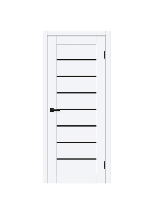 Межкомнатная дверь ПЭТ Браво-22 Black Shine со стеклом White Silk