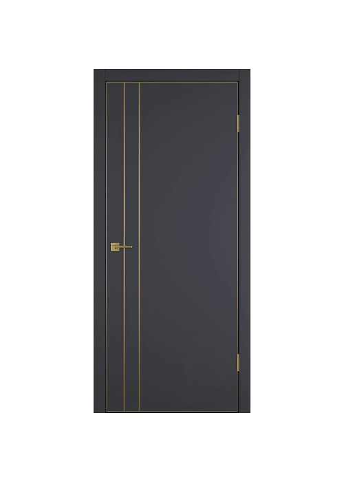 Межкомнатная дверь Emalex Urban 2V onyx AL Gold Edge с 4-х сторон
