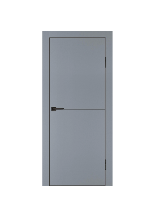 Межкомнатная дверь экошпон P-19 черный молдинг PET, кромка ABS черная c 4-х ст Серый матовый