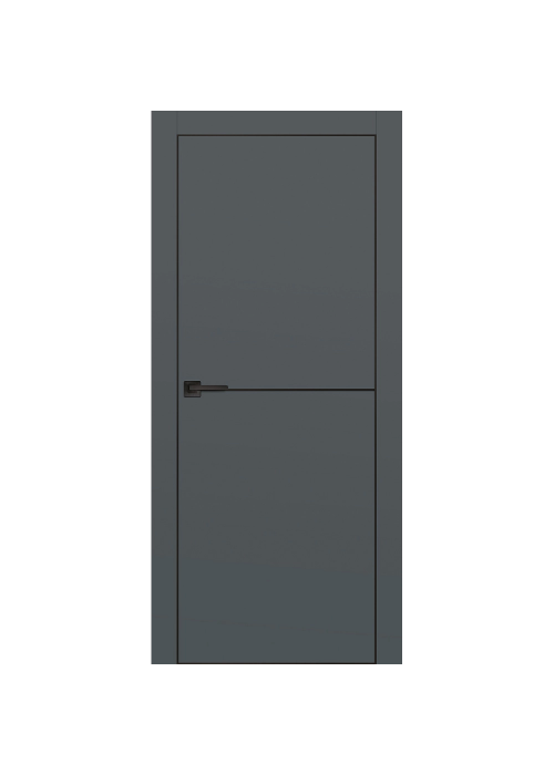 Межкомнатная дверь экошпон PX-19 черная кромка с 4-х ст Графит матовый глухая