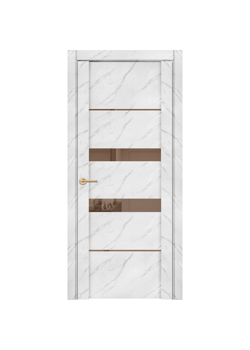 Межкомнатная дверь экошпон Soft Touch UniLine Mramor 30037/1 Marable монте белый со стеклом