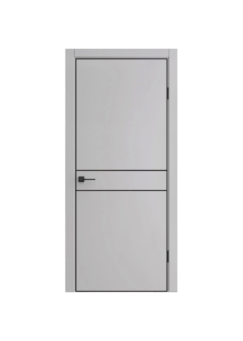 Межкомнатные двери экошпон ДП-52 Silver gray AL чёрная с 4-х сторон