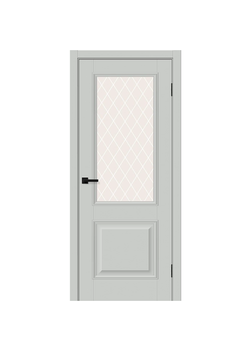 Межкомнатная дверь ПЭТ Классик-13 Grey Silk со стеклом White Сrystal