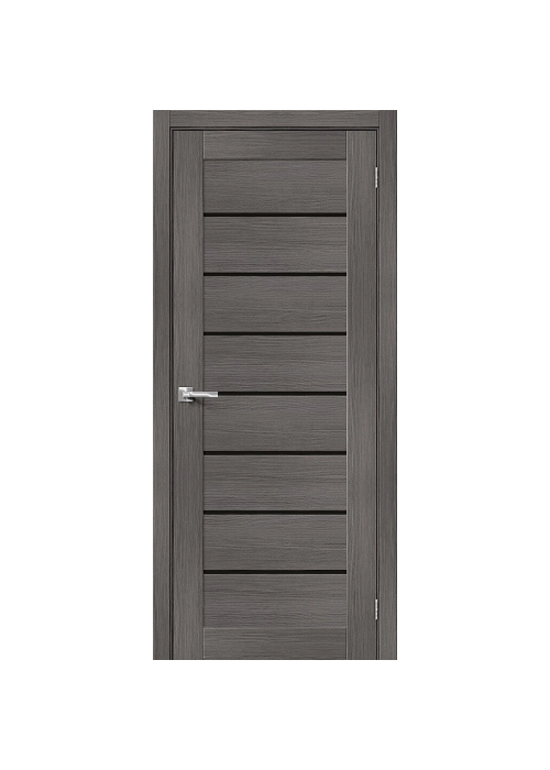 Межкомнатная дверь экошпон Браво-22 Grey Melinga со стеклом Black Star