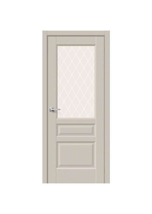 Межкомнатная дверь ПЭТ Неоклассик-35 Cream Silk со стеклом White Сrystal