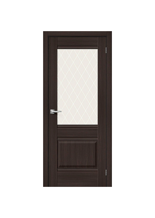 Межкомнатная дверь экошпон Прима-3 Wenge Melinga со стеклом White Сrystal